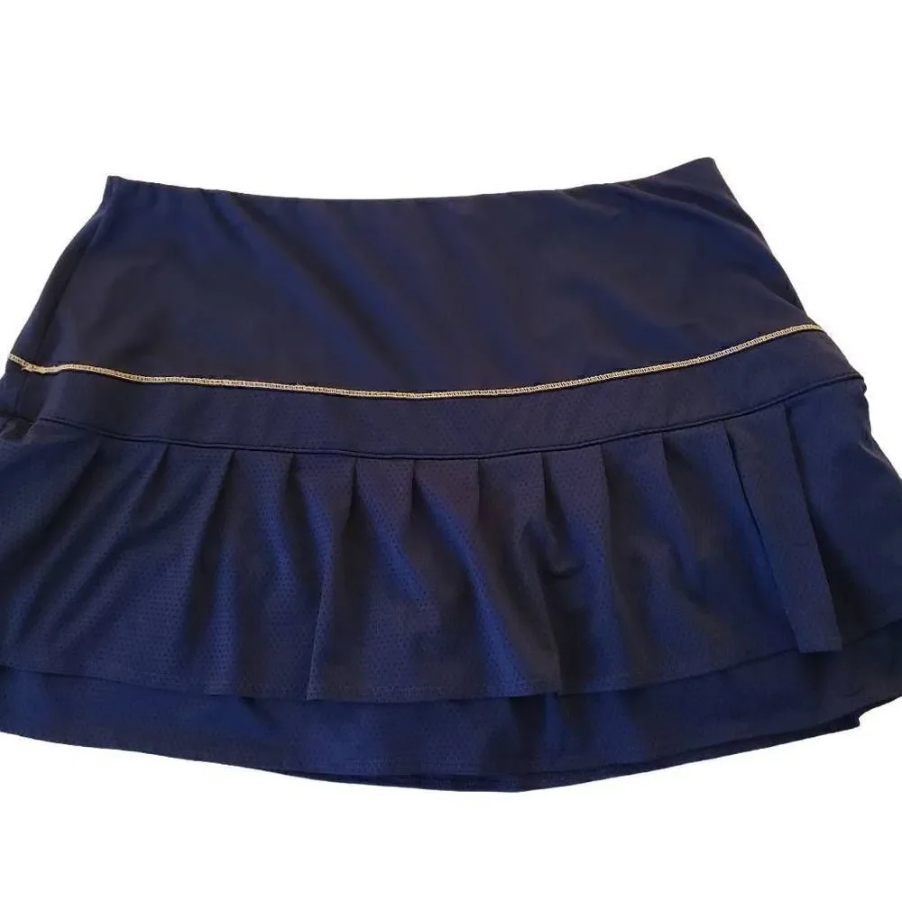 Lucky In Love Womens Navy Blue Ruffled Tennis Skort XL